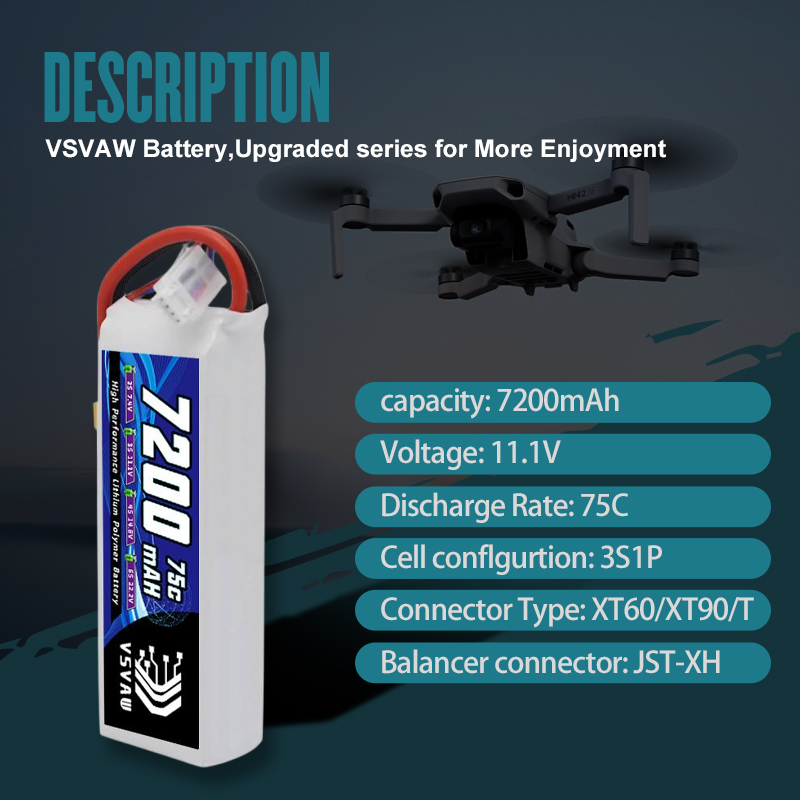 VSVAW 3S Lipo Battery 11.1V 72 - Drone Rc Truck avis et prix