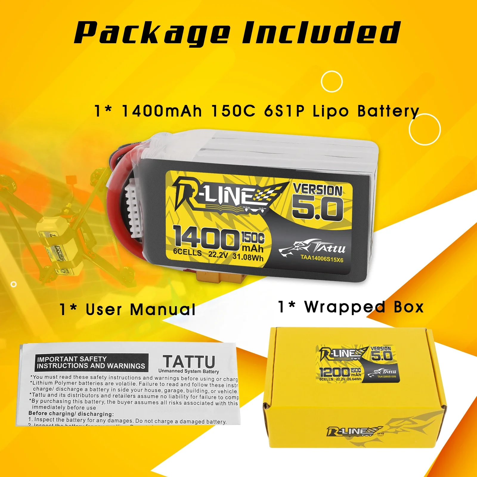 Tattu R-Line 1200mAh 1400mAh 6 - Drone Frame 5 Inch avis et prix