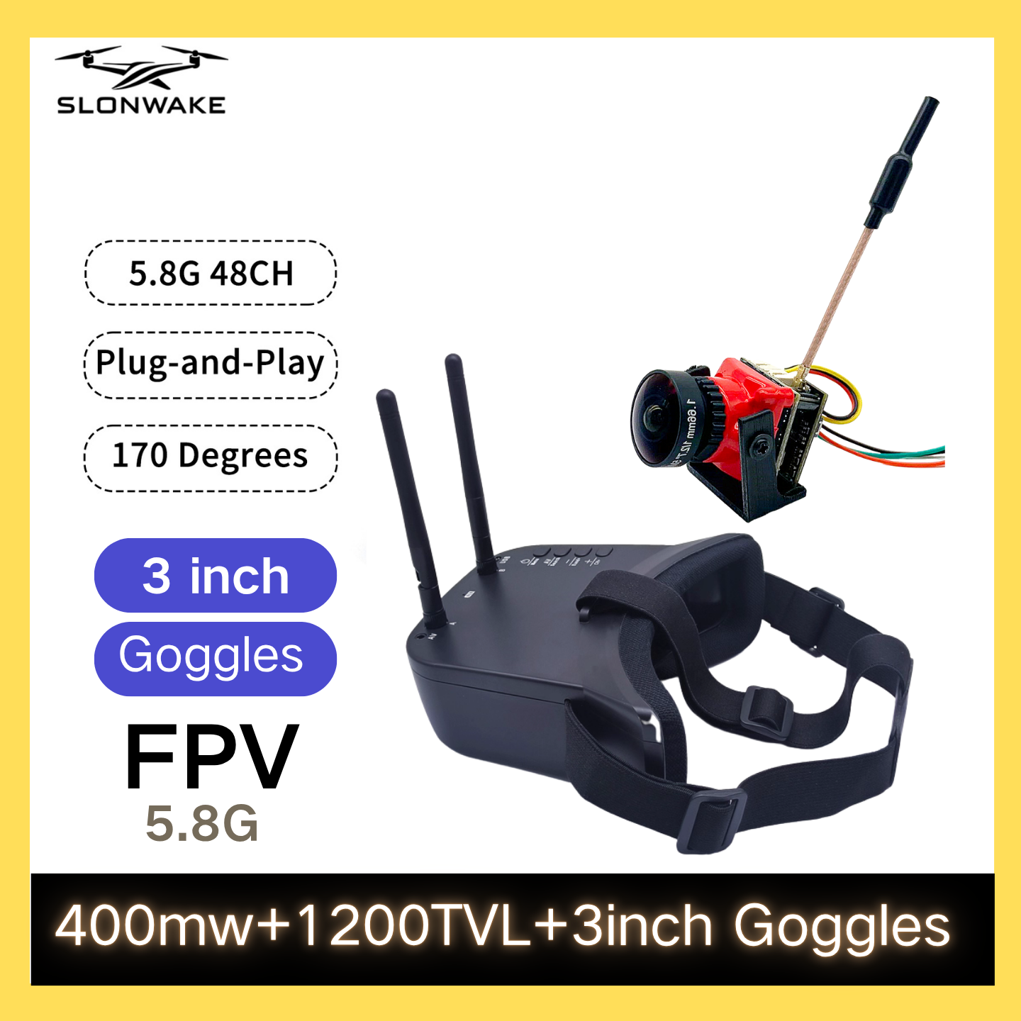 SLONWAKE 5.8G 48CH FPV 400mw V - Drone Rc Racing avis et prix