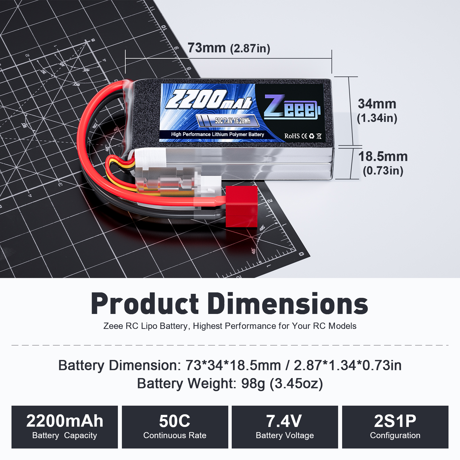 Zeee 2S 2200mAh Shorty RC Lipo - Drone Rc Truck avis et prix