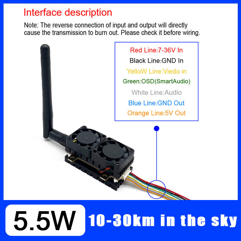 Long Range 5.8GHz 5.5W Video T - Vtx Video Transmitter avis et prix