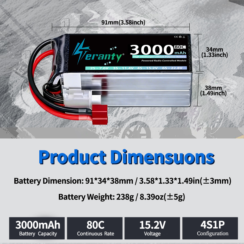 2Pcs TERANTY 14.8V 15.2V Lipo  - Drone Rc Truck avis et prix