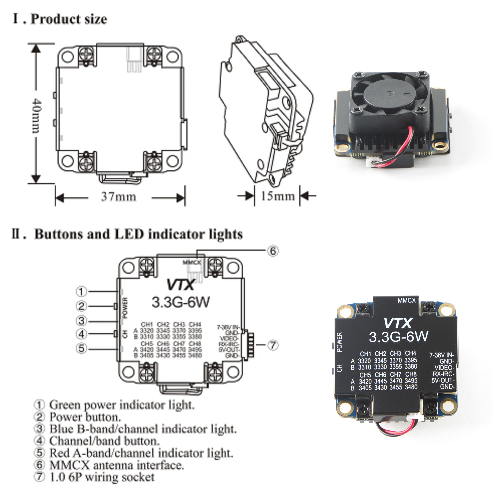 FPV Video Transmitter 3.3G 6W  - Drone Rc Racing avis et prix
